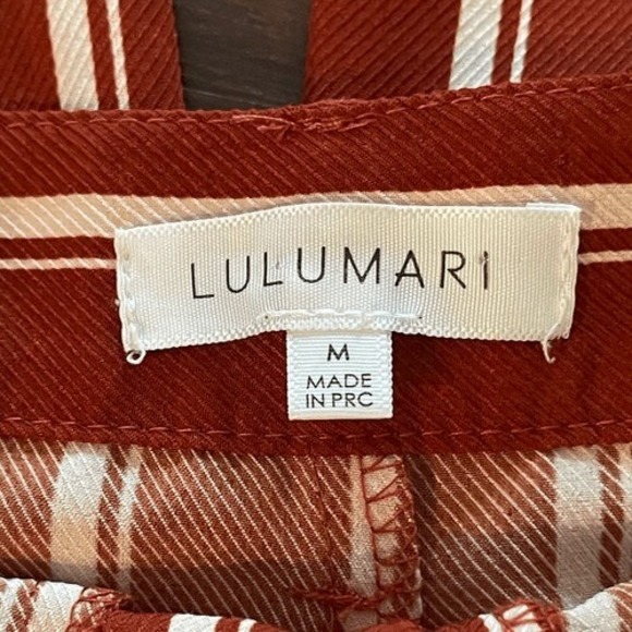 Lulumari Rust Striped Fly-Away Wide Leg Pants Tassel Belt M - Picture 9 of 10